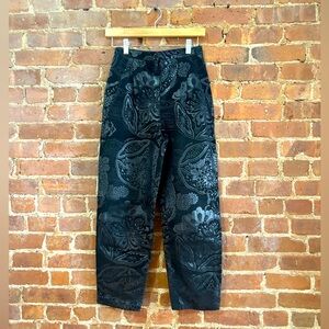 Vintage 80s black leather rose pants